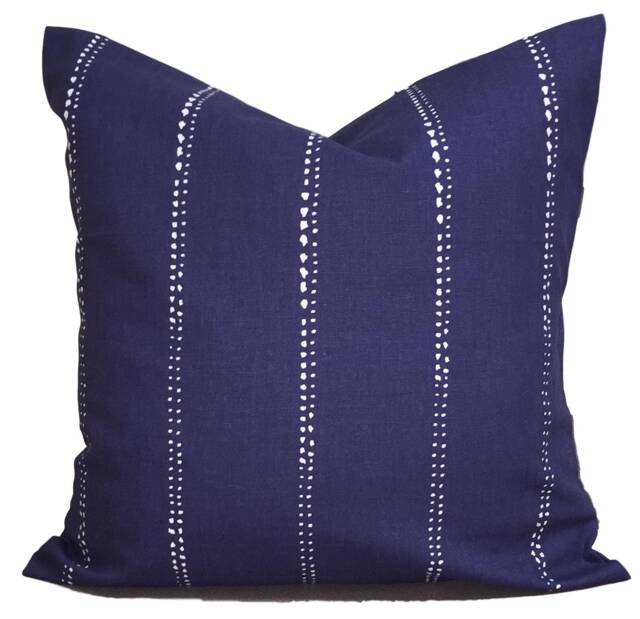 Blue Pillow Cover, Striped Covers For 20x20 Pillow, 18x18, 16x16 All Sizes, Incl Euro Shams - image 1