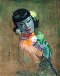 04 The Fan By Cecil Beall - 1 Of 4 Tretchikoff Era - Vintage Art Print A4 A3 A2 - thumbnail 1