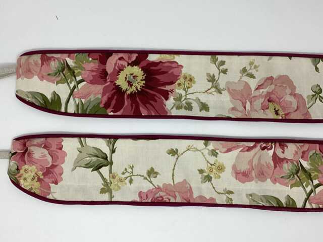 One Handmade Pair Of Laura Ashley Peony Garden Cranberry Curtain Tie Backs Holdbacks - image 1