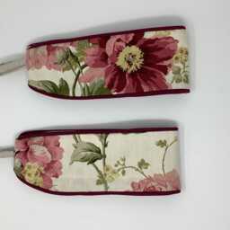 One Handmade Pair Of Laura Ashley Peony Garden Cranberry Curtain Tie Backs Holdbacks - thumbnail 2