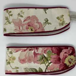 One Handmade Pair Of Laura Ashley Peony Garden Cranberry Curtain Tie Backs Holdbacks - thumbnail 3