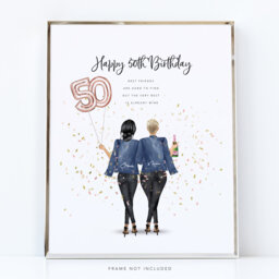 Personalised 50Th Birthday Best Friendship Printed Gift/Gifts For Bestie's Fiftieth Female Friends Forever Print 40Th 30Th 60Th - thumbnail 1