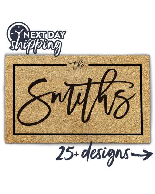 Personalized Rug - Housewarming Gift Home Decor Door Mat With Family Name Wedding For Couples Anti-Slip Backing - image 1