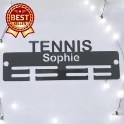 Tennis Medal Hanger - Gloss Colours, Custom Name & Colour - thumbnail 1
