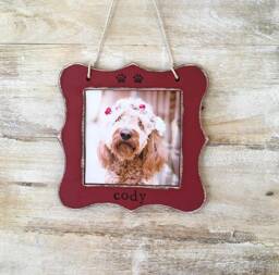 Dog Ornament, Cat Pet Parent Christmas Gift, Custom Cat, Dog, Photo Personalized Picture Frame - thumbnail 1