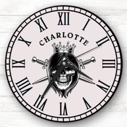 Female Skull Gothic Personalised Gift Clock - thumbnail 1