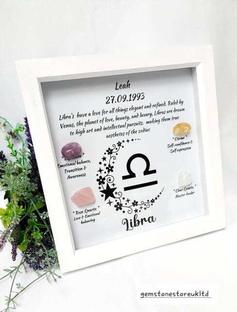 Personalised Handcrafted Libra Zodiac Picture Frame, Personalized Astrology Decor, Mindfulness Gift For Spiritual Souls, UK Seller - image 1