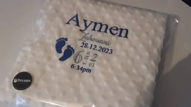 Personalised Baby Blanket With Birth Details - Custom Newborn Name, Date & Weight - Shower Gift Keepsake For - image 1