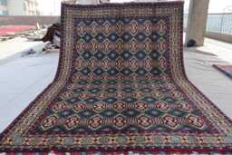 7x10 One Of A Kind Teal Geometric Rug, Afghan Fine Hand Knotted Veg Dyes Wool Area Oriental Home Decor Carpet, Rug For Living Room - thumbnail 1
