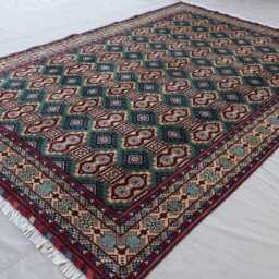 7x10 One Of A Kind Teal Geometric Rug, Afghan Fine Hand Knotted Veg Dyes Wool Area Oriental Home Decor Carpet, Rug For Living Room - thumbnail 2
