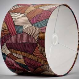 Geometric Red Green Lampshade Table Floor Lamp/Ceiling Pendant Small Medium Large 15cm 20cm 25cm 30cm 35cm 40cm Fabric Drum Light Shade - thumbnail 3