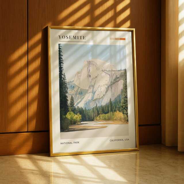 Yosemite Wall Art Print, National Park Art, Poster, Scenic California Nature Travel Print For Lovers & Climbers - image 1