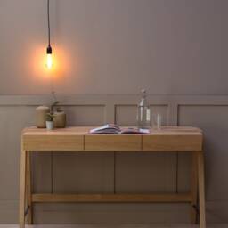 Konk ??? Yackt Three Drawer Desk [Oak] Bespoke Sizes Available Minimal Solid Wood Office, Mid Century Inspired Table With Storage - thumbnail 2