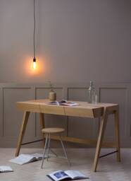 Konk ??? Yackt Three Drawer Desk [Oak] Bespoke Sizes Available Minimal Solid Wood Office, Mid Century Inspired Table With Storage - thumbnail 1