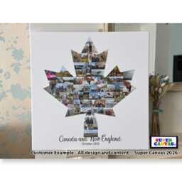 Canada Toronto Maple Leaf Map Family Holiday Travel Personalised Shape Photo Collage Framed Canvas Print Unique Christmas Birthday Gift - thumbnail 1