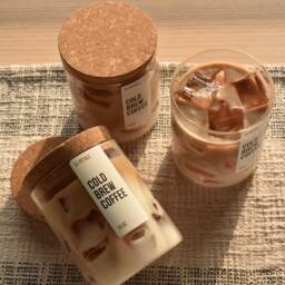 Iced Latte Coffee Candle - Handmade Soy Wax, Gel Ice Cubes - 15 Oz - thumbnail 4