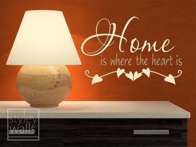 Vinyl Lettering Wall Decal, Home Is Where The Heart Quotes Decor Decals - image 1
