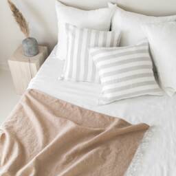 Stonewashed Linen Throw Pillow Case in Natural/White Stripes/Softened Striped Sham/Decorative Cover - thumbnail 2