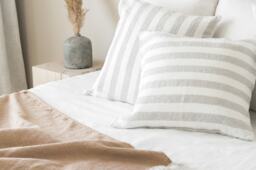 Stonewashed Linen Throw Pillow Case in Natural/White Stripes/Softened Striped Sham/Decorative Cover