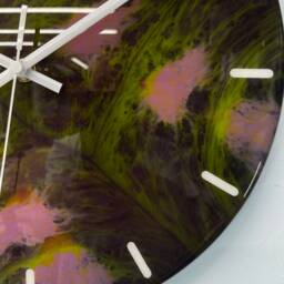 33cm Green & Pink Abstract Modern Resin Wall Clock, Unusual Clock - thumbnail 4