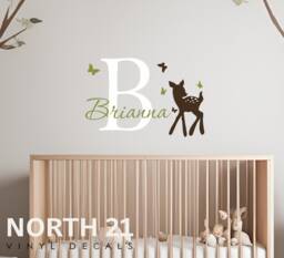 Baby Deer Wall Decal - Woodland Nursery Art Custom