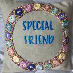 Mother's Day Gift, Mum Embroidered Cushion, Personalised Special Friend - thumbnail 3
