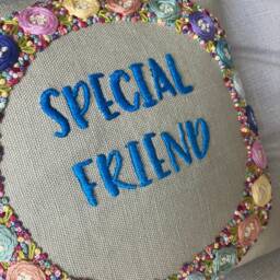 Mother's Day Gift, Mum Embroidered Cushion, Personalised Special Friend - thumbnail 2