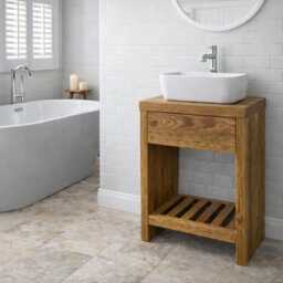 Chunky Solid Wood Wash Stand - Rustic Bathroom Vanity Unit
