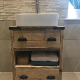 Wallington Reclaimed Wood Rustic Bathroom Vanity Unit - thumbnail 2