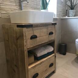 Wallington Reclaimed Wood Rustic Bathroom Vanity Unit - thumbnail 3
