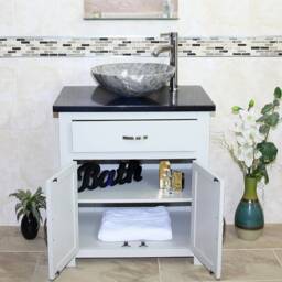 Bathroom Vanity Light Grey Painted Wash Stand Black Quartz Marble Stone Basin 502Gbqsbc - thumbnail 3
