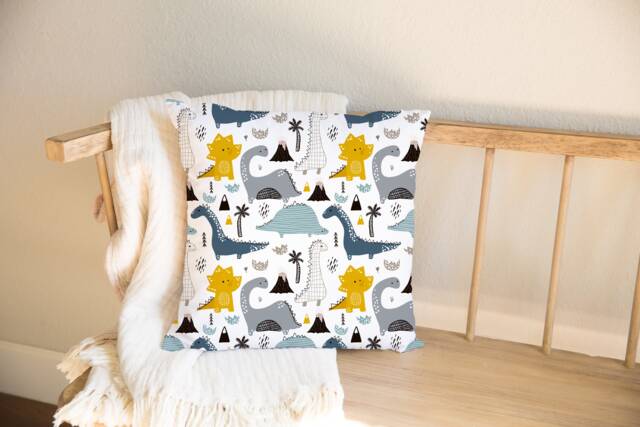 Dinosaur Pillow, Adventurer Cushion, Baby Gift, Pillows, Children's Room Decor, Decor, Shower Nursery Pillow, Kids Pillows