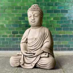stone Buddha Sculpture Concrete Guardian Figure Outdoor Sitting Decoration Zen Garden Ornament Buddha Lover Gift Japanese Art - thumbnail 4