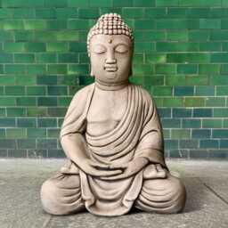 stone Buddha Sculpture Concrete Guardian Figure Outdoor Sitting Decoration Zen Garden Ornament Buddha Lover Gift Japanese Art - thumbnail 1
