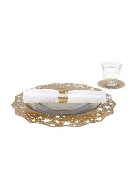 Celestial Gold Dining Set Charger/Placemat, Napkin Ring & Coaster - Ariana Ost - image 1