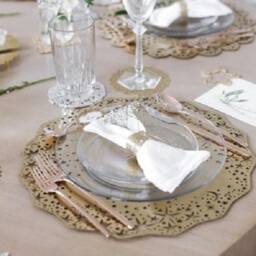 Celestial Gold Dining Set Charger/Placemat, Napkin Ring & Coaster - Ariana Ost - thumbnail 3