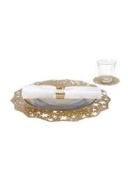 Celestial Gold Dining Set Charger/Placemat, Napkin Ring & Coaster - Ariana Ost