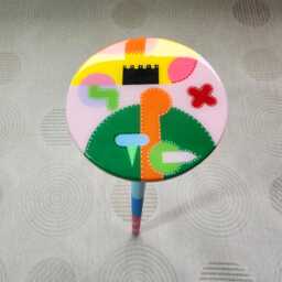 Handmade Resin Side Table, Funky Boho Decor, Colorful Abstract Design - thumbnail 4