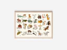 Kids Safari & Jungle Alphabet Print. Perfect Gender Neutral Wall Art For A Playroom, Nursery Or Child's Room - Unframed - thumbnail 1