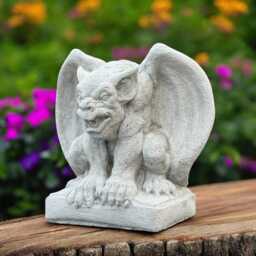 Concrete White Gargoyle Statue Scary Figurine Outdoor Guardian Sculpture Medieval Yard Ornament Halloween Garden Gift Lawn Decor - thumbnail 2