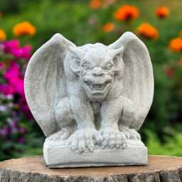 Concrete White Gargoyle Statue Scary Figurine Outdoor Guardian Sculpture Medieval Yard Ornament Halloween Garden Gift Lawn Decor - thumbnail 1
