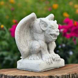 Concrete White Gargoyle Statue Scary Figurine Outdoor Guardian Sculpture Medieval Yard Ornament Halloween Garden Gift Lawn Decor - thumbnail 3