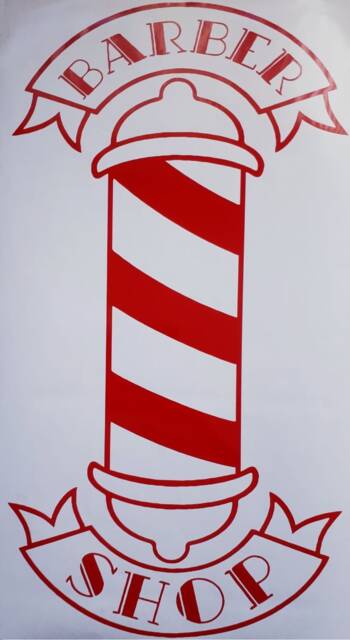 Barbers Shop Barber Pole Wall Art Decal Window Vinyl Graphic Sticker Salon Decor Hairdressers Door Advertising Sign Mens