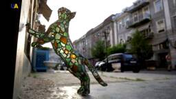 Climbing Cat Sea Stained Glass To Order Figurine Light, Garden Sculpture, Interior Outdoor - thumbnail 1