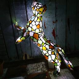 Climbing Cat Sea Stained Glass To Order Figurine Light, Garden Sculpture, Interior Outdoor - thumbnail 2