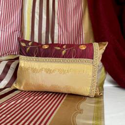 Bohemian Quilted Silk Pillow Cover, Burgundy Red Gold, Jane Hall Design - thumbnail 3