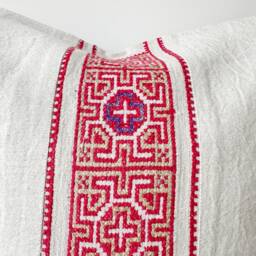 Rustic Hemp Pillow Cover Vintage Handwoven Embroidered Stripes - 20 - thumbnail 4