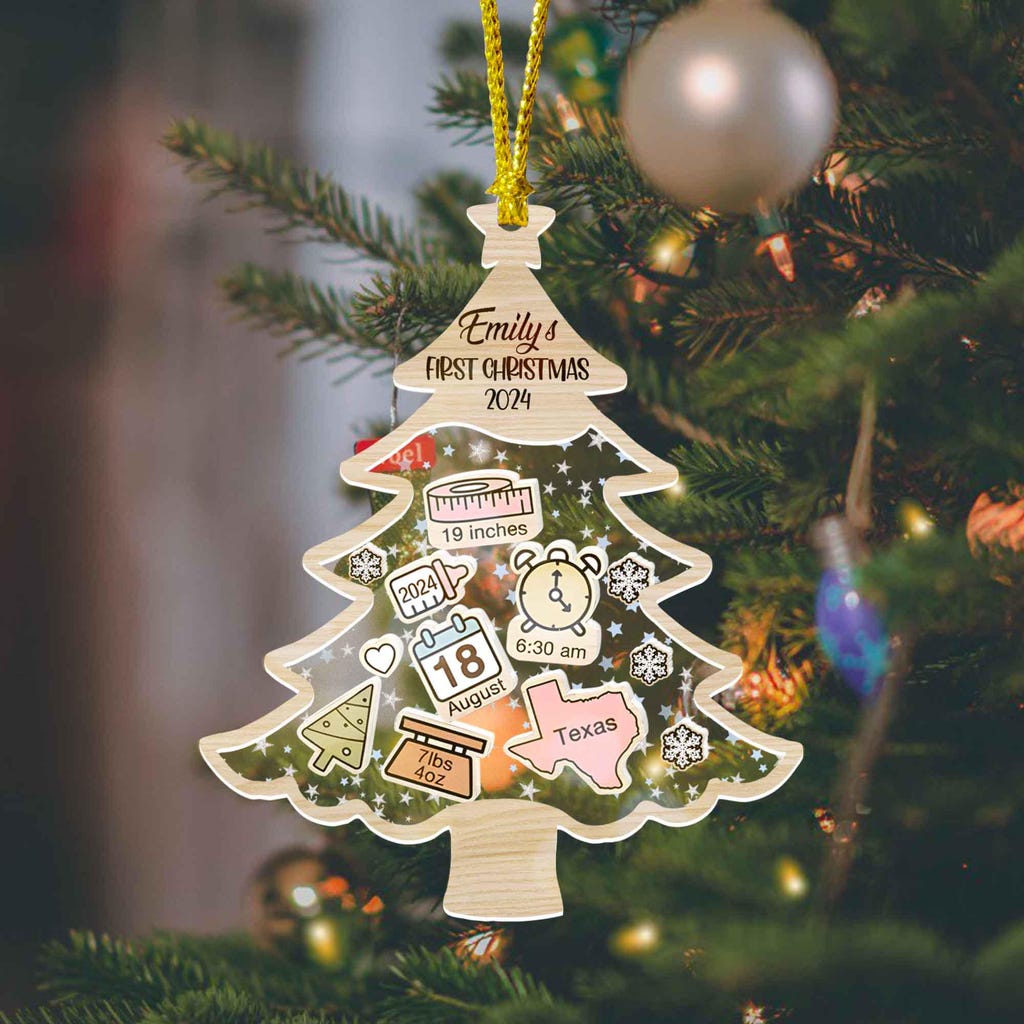 Personalized Shaker Baby First Christmas Ornament, Baby's Shower