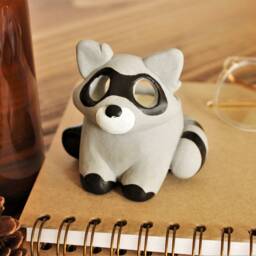 Raccoon Candle Holder - Tealight Ceramic Animal Cute Gift - thumbnail 2
