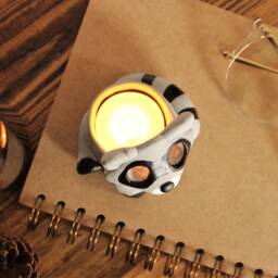 Raccoon Candle Holder - Tealight Ceramic Animal Cute Gift - thumbnail 4